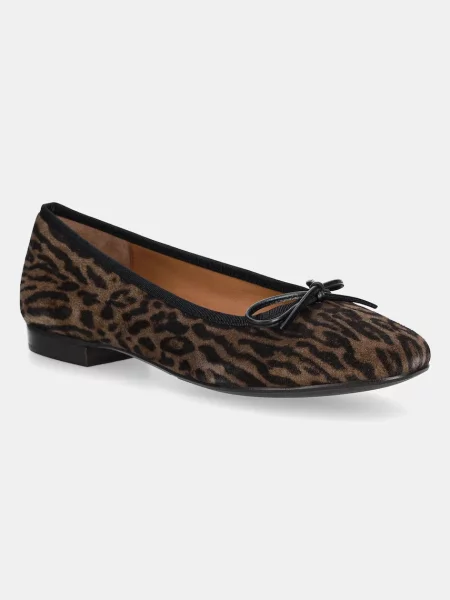 Semišové baleríny Billi Bi Leopardo arabica suede hnědá