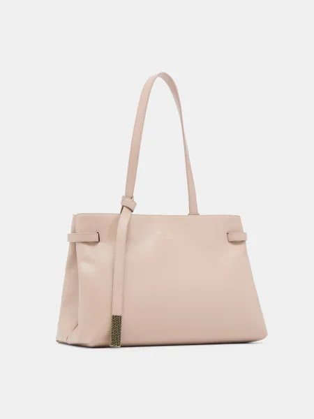 Кожаная сумка Emporio Armani бежевая