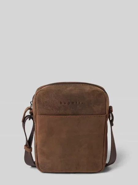 Torba na ramię z naturalnej skóry z detalem z logo model Luca' Bugatti