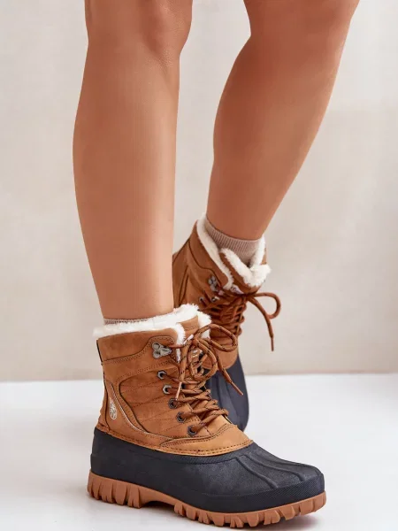 Зимни обувки за сняг Lee Cooper с връзки с дантела кафяво