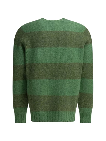 Pulover Beams Plus cu dungi cu decolteu rotund verde