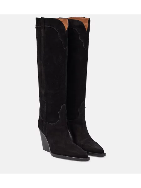 Botine Paris Texas din piele de căprioară cowboy negru