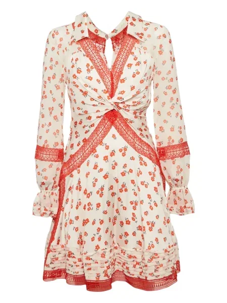 Rochie Self-portrait cu model floral cu imagine din dantelă alb