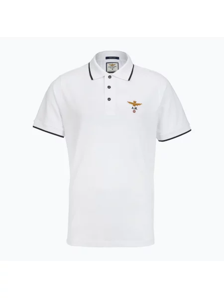 Tricou polo pentru bărbați Aeronautica Militare Polo off white alb