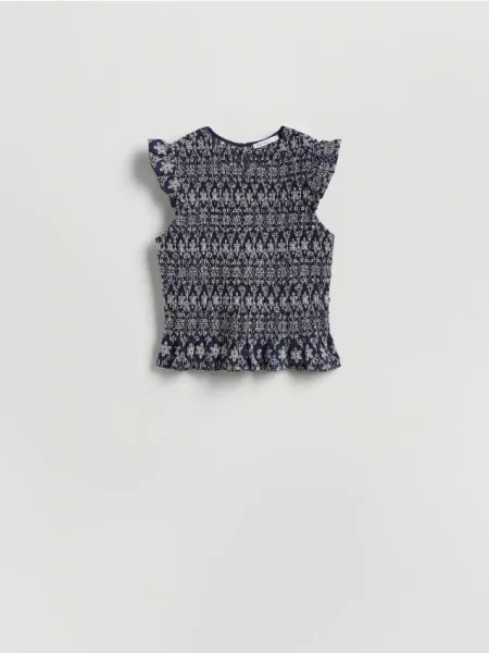 Reserved Блузка з вишитим візерунком темно-синій синя