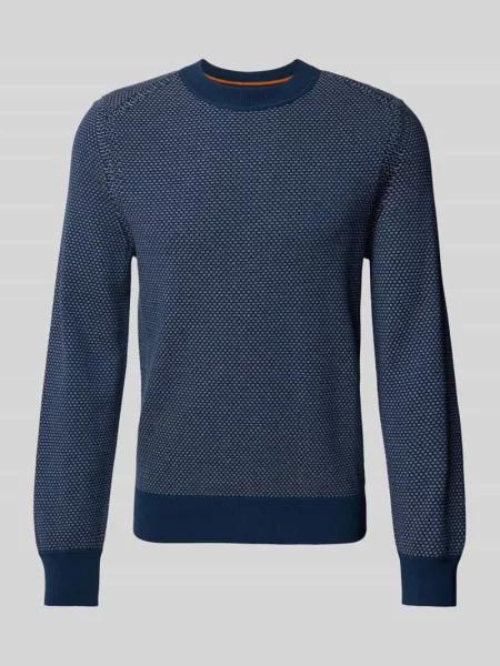 Dzianinowy sweter Boss Orange niebieski