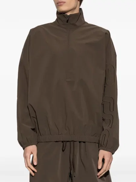 Суичър с цип Fear Of God Essentials бродиран кафяво