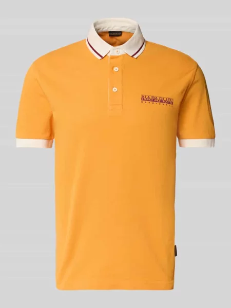 Koszulka polo o kroju slim fit z nadrukiem z logo Napapijri pomarańczowe