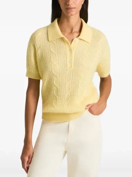 Tricou polo Kiton tricotate galben