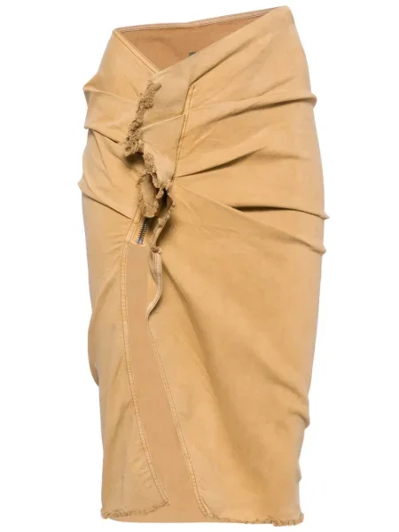 Fustă din denim Rick Owens Drkshdw maro