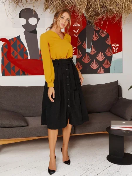 ISSA Plus Спідниця міді Без підкладки чорний