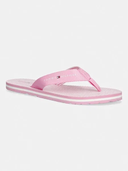 Tommy Hilfiger žabky TH ITHACA STRIPE SUMMER SANDAL růžové
