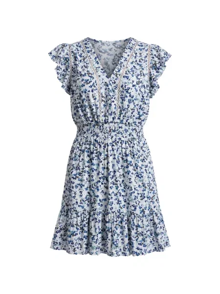 Rochie mini Dkny cu model floral cu imagine alb