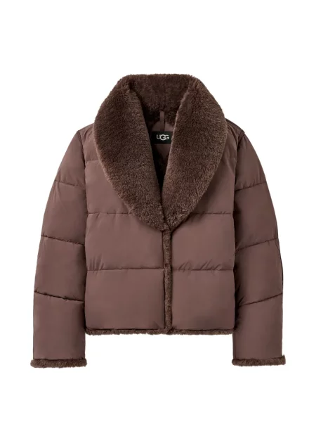 Gulerat geacă cu puf Ugg cu blană maro