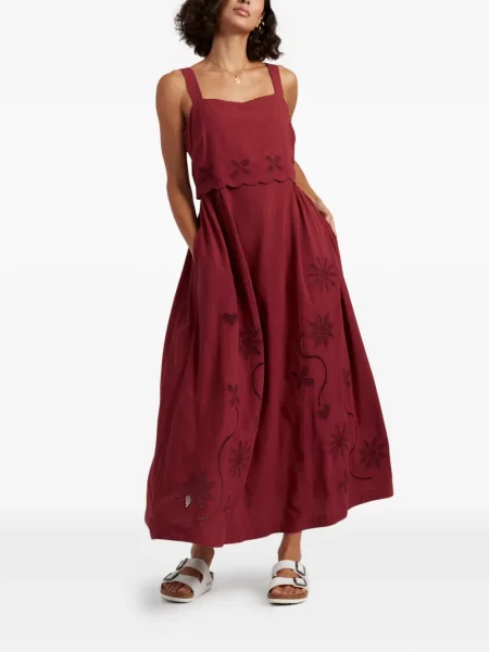Rochie midi Chinti & Parker cu broderie roșu