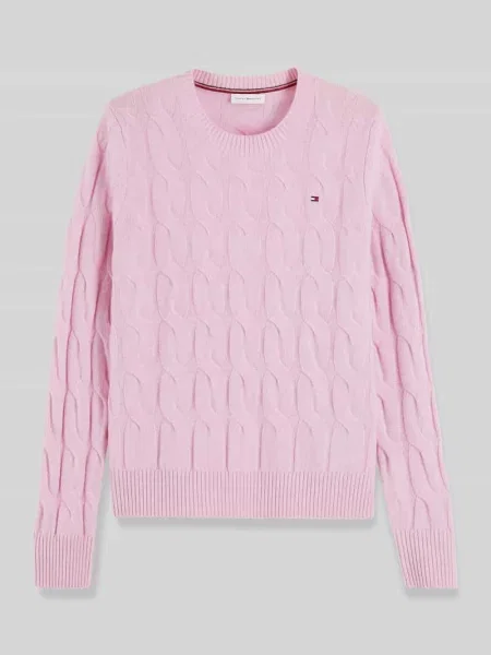 Sweter w kroju regular fit z czystej wełny Tommy Hilfiger różowy