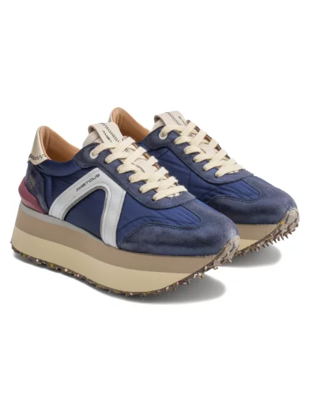 Sneakersy Ambitious skórzane na platformie niebieskie