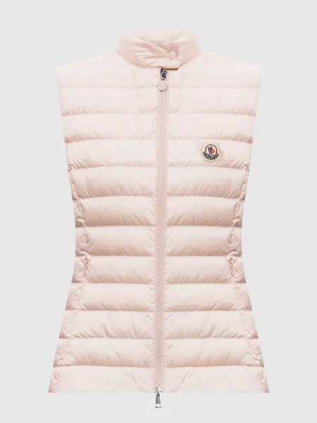 Пуховий жилет з нашивкою логотипа Moncler рожевий