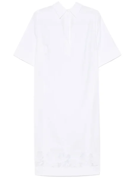 Haftowana sukienka midi Parosh w kwiatki do kolan biała