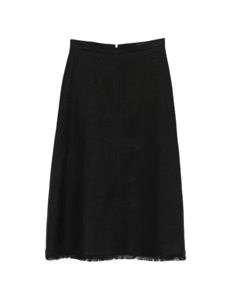 Fustă midi 's Max Mara cu franjuri în linie A negru