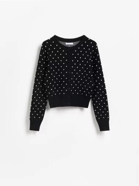 Reserved Cardigan cu adaos de negru