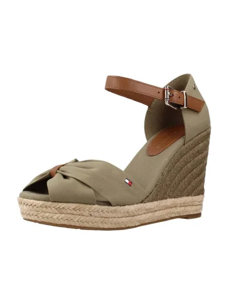 Pantofi Tommy Hilfiger cu vârf deschis din piele kaki