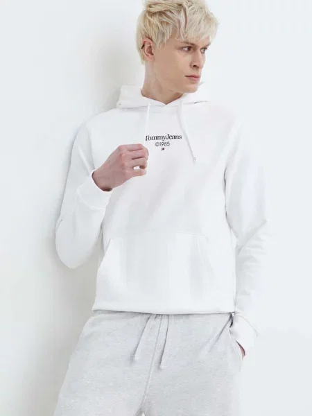 Суичър с качулка Tommy Jeans бяло