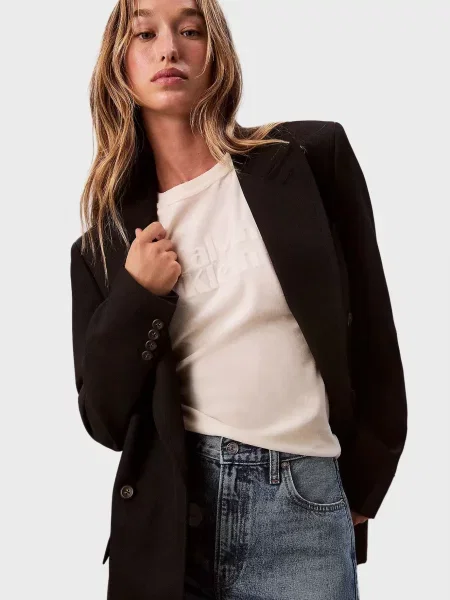 Велюровая футболка Calvin Klein Jeans с автографом белая
