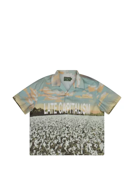 Cămașă de blugi Denim Tears cu imagine cu imprimeu tropical albastru