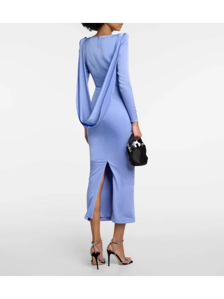 Rochie midi Alex Perry din satin drapată până la genunchi albastru