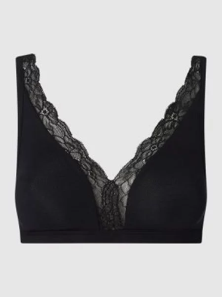Biustonosz typu bralette z dodatkiem streczu model ‘Cotton Lace’ Hanro czarna
