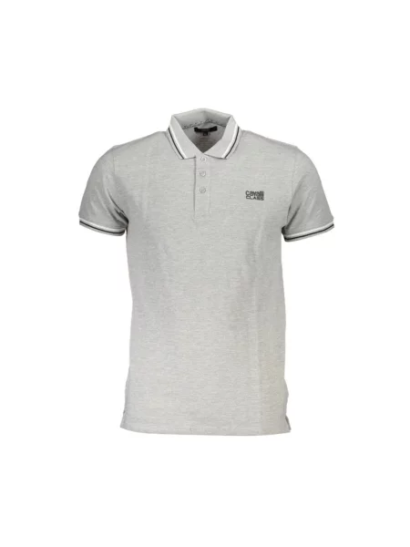 Koszulka polo Cavalli Class z krótkim rękawem szara