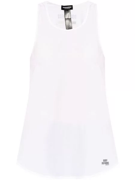 Top Dsquared2 fără mâneci cu imagine alb