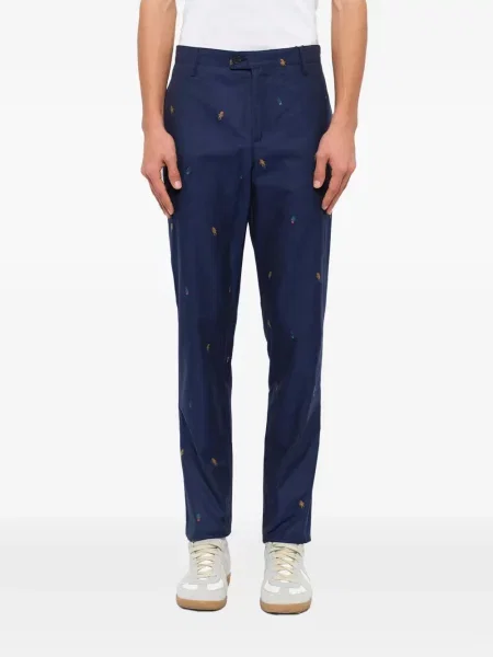 Pantaloni Kenzo cu broderie albastru
