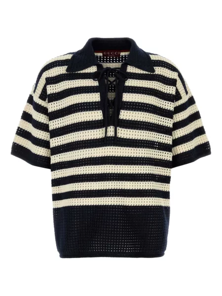 Tricou polo Gucci cu dungi albastru