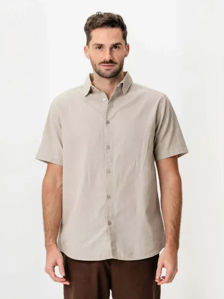 TEESHOPPEN Cămașă Linen Blend nisipiu