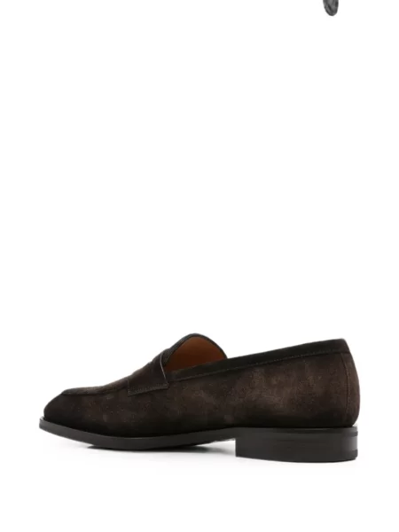 Pantofi loafer Santoni din piele de căprioară maro