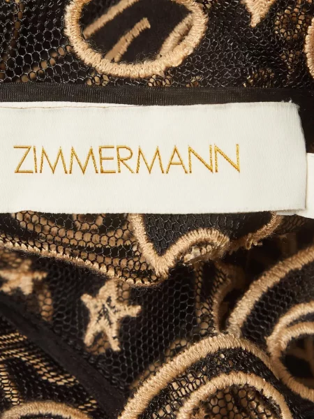 Мини рокля Zimmermann бродирана от тюл черно