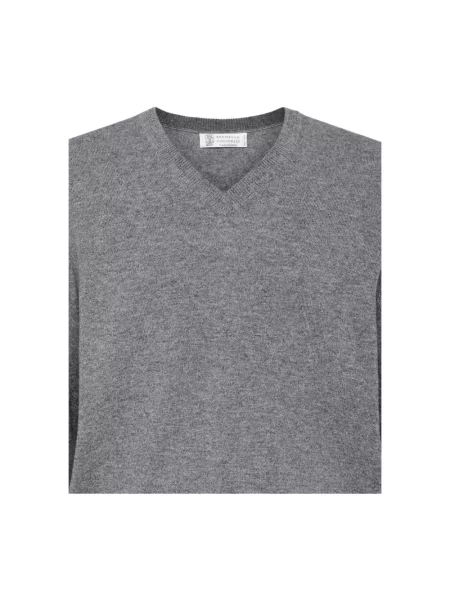 Sweter Brunello Cucinelli z kaszmiru szary