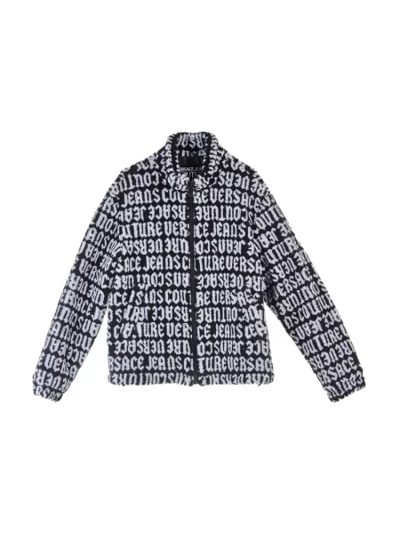 Kurtka jeansowa Versace Jeans Couture wełniana z logo typu teddy