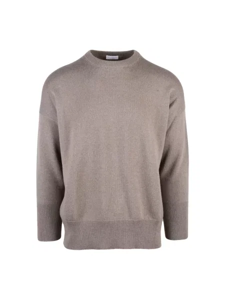Sweter Brunello Cucinelli z kaszmiru beżowy