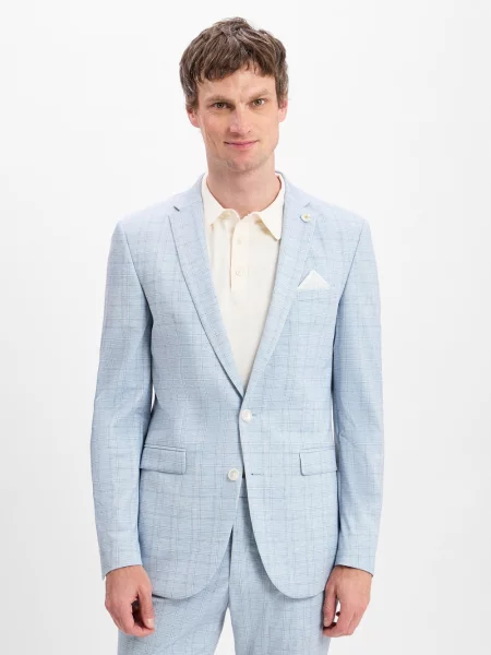 Finshley & Harding London marynarka garniturowa Brixdon Mężczyźni Slim Fit w kratkę 44 niebieski