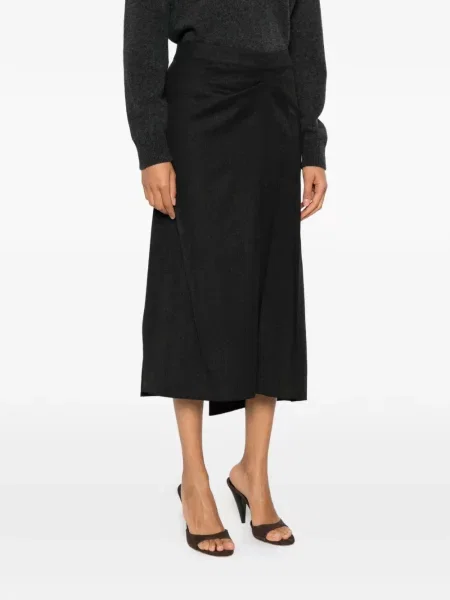 Fustă midi Victoria Beckham asimetrică drapată gri