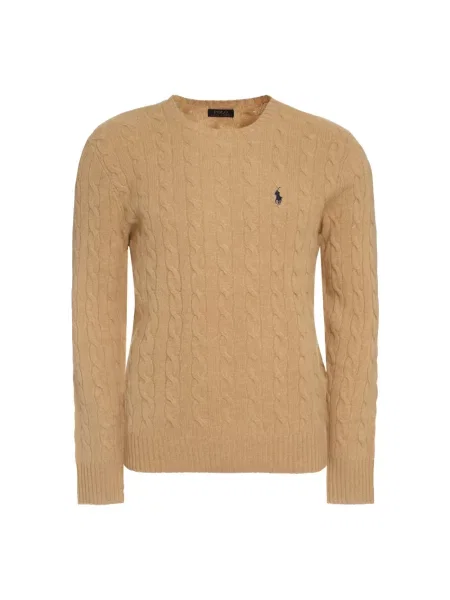 Sweter z dzianiny o kroju regular fit z mieszanki wełny i kaszmiru Ralph Lauren beżowy