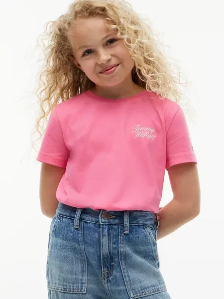 Tommy Hilfiger basic tričko detské ružová