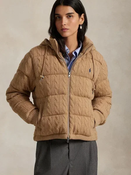 Polo Ralph Lauren kurtka wełniana zimowa oversize beżowy