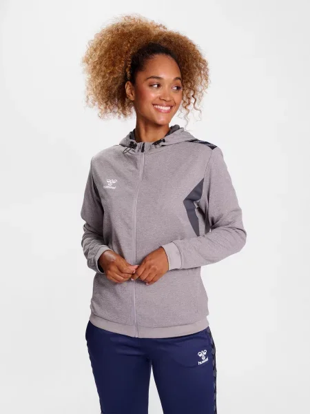 Bluza sportowa Hummel Authentic Poly Zip Hoodie Woman szara