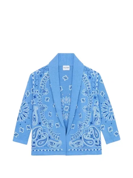 Geacă Kujten cu imagine cu model paisley cu rever albastru