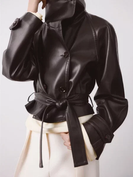 Шкіряна куртка MANGO бордовий