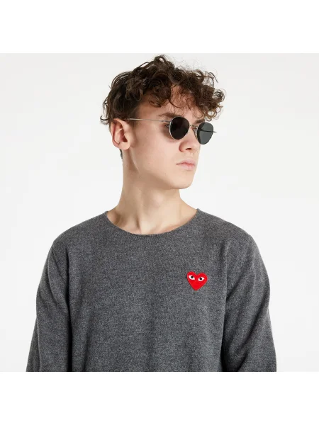 Džemper Comme Des Garçons Play s uzorkom srca siva